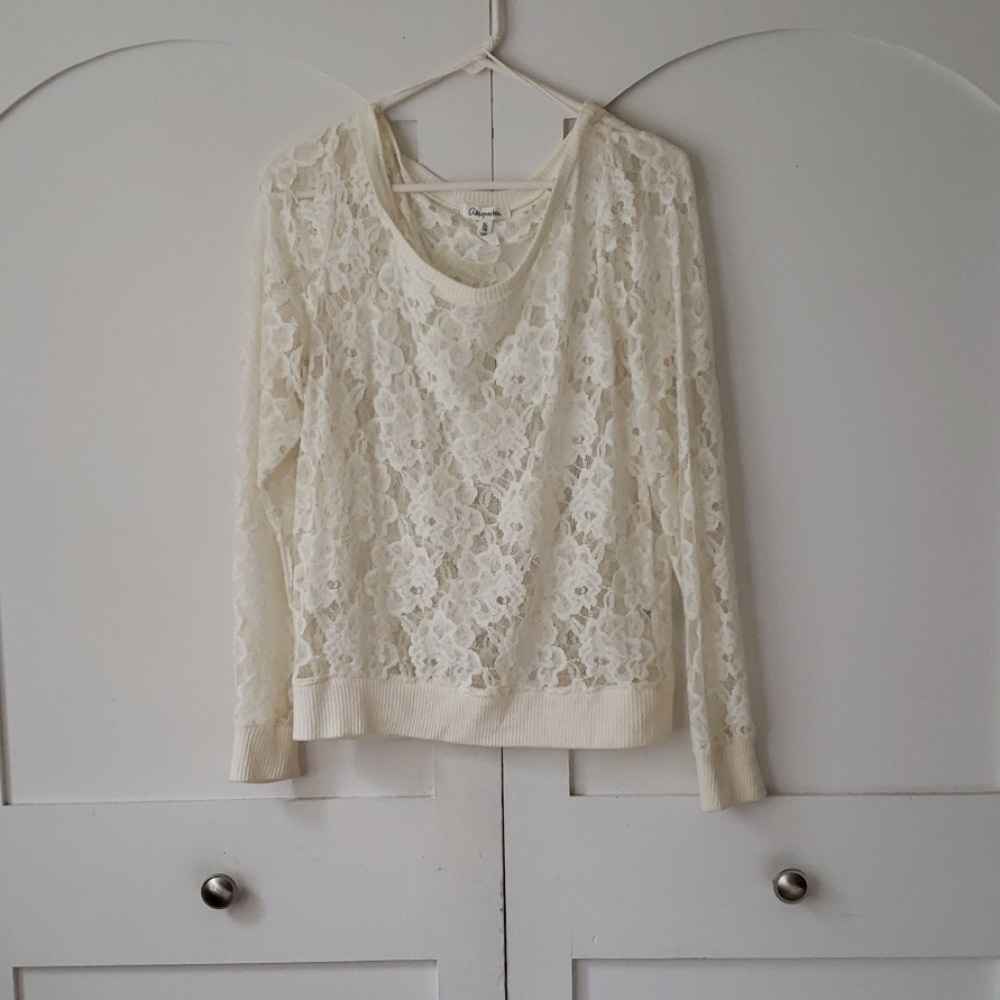 Cream sheer lacy top